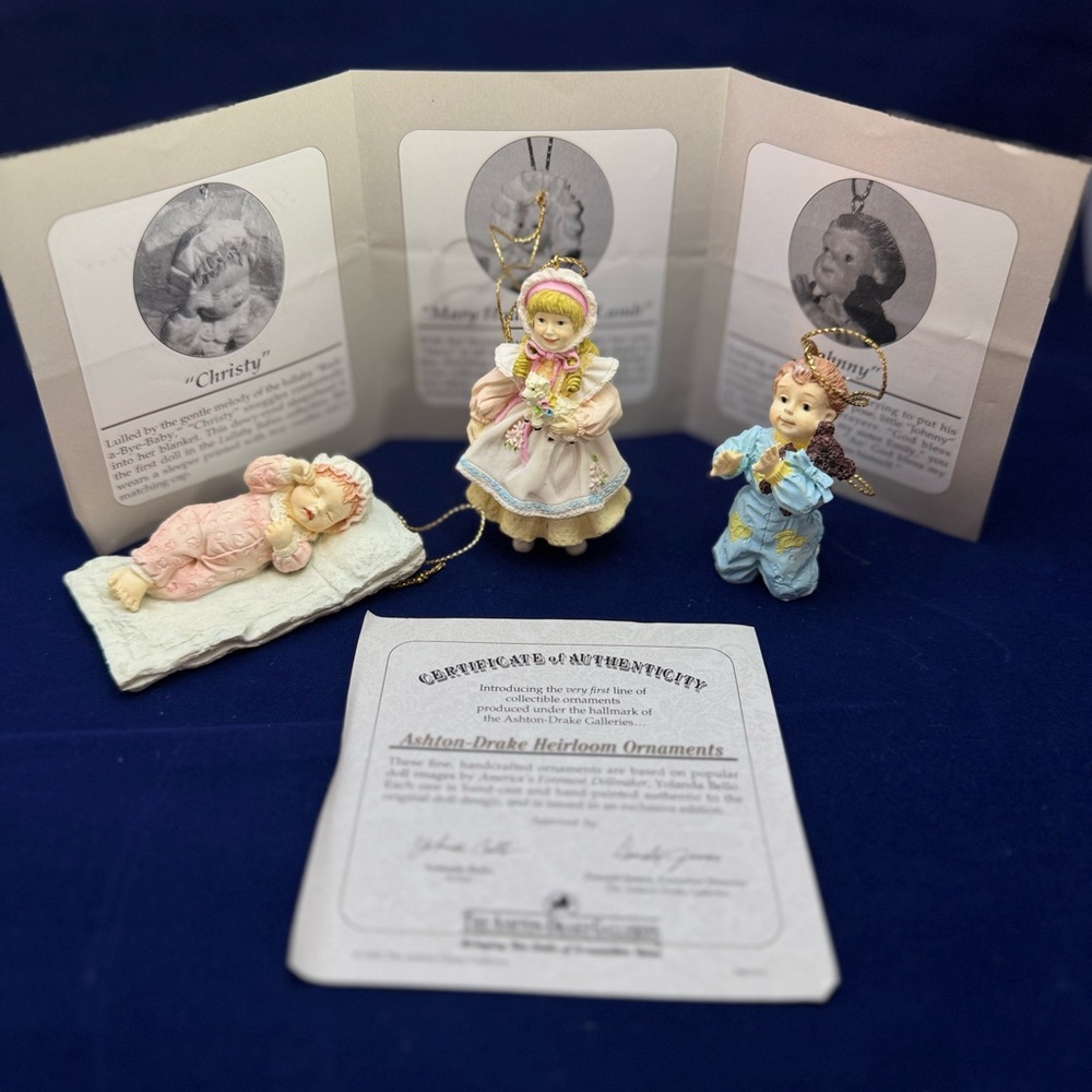 Vtg Ashton-Drake Heirloom Ornaments Set of 3 - Yolanda Bello w/ COA